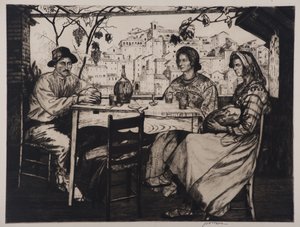 Una Trattoria, 1928 (aşındırma ve kuru nokta)