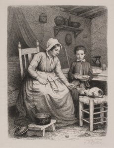 Kedi, fakir bir eşten akşam yemeği alır. ev sahnesi by Joel Ballin