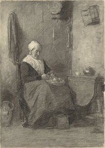 Çiftçi kadın iç by Johan Antonie de Jonge