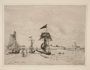 Honfleur Limanı'ndaki Ahşap İskele by Johan Barthold Jongkind