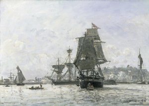 Honfleur'da Büyük Yelkenli Tekneler by Johan Barthold Jongkind