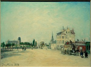 Faubourg St. Jacques üzerinde posta arabası by Johan Barthold Jongkind