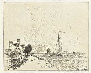 iki yelkenli gemi Altı Hollandalı yüz (dizi başlığı) by Johan Barthold Jongkind