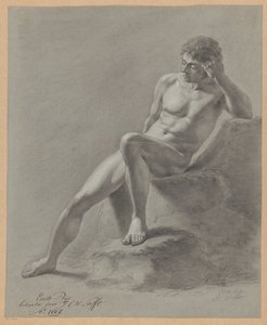Oturan Erkek Çıplak, Önden Görünüm (1. Ödül 1807) by Johan Christiaan Willem Safft