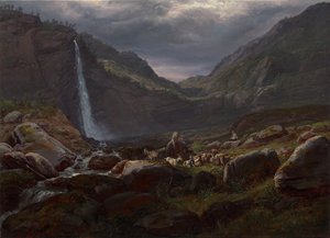 Feige Şelalesi (Feigefossen), Lysterfjord, Norveç by Johan Christian Dahl