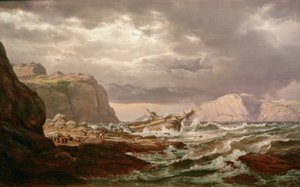 Norveç kıyılarında mahsur kalan gemi by Johan Christian Dahl