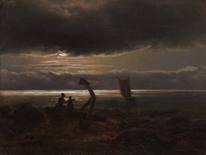 Deniz Kenarında Anne ve Çocuk, 1830. by Johan Christian Dahl