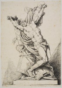 Bir ağaca bağlı çıplak savaşçı (Spartacus?) by Johan Christoph Petzold