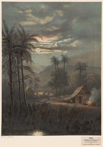 Sumedang yakınlarındaki ay ışığında manzara Sumadang çevresinde ay ışığında manzara (preanger regencies.) (nesne üzerindeki başlık) by Johan Conrad Greive