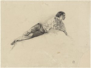 Uzanmış bir genç adamın çalışması by Johan Daniël Koelman