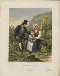 Yazarı bilinmeyen ve Chr. Tønsberg tarafından yayınlanan Selected Norveç Ulusal Kostümleri kitabından alınan çizim (no, [1861])