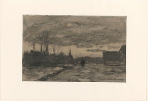 Bir rıhtım görünümü by Johan Hendrik Weissenbruch (signed by artist)