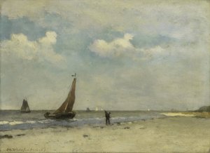 plaj sahnesi by Johan Hendrik Weissenbruch