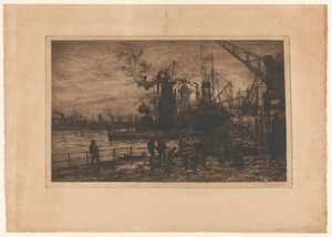 Rotterdam limanının görünümü by Johan Hendrik van Mastenbroek (signed by artist)