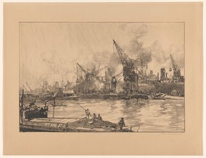 Farklı vinçlerle Rotterdam limanının görünümü by Johan Hendrik van Mastenbroek (signed by artist)