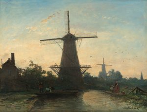 Rotterdam yakınındaki değirmenler by Johan Jongkind