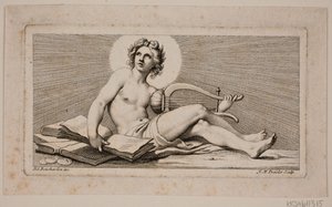Vinyet. arp ile bir oturmuş Apollo by Johan Martin Preisler