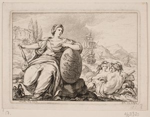 Vignet til P. H. Mallet: Danimarka Tarihi I, 1758 by Johan Martin Preisler