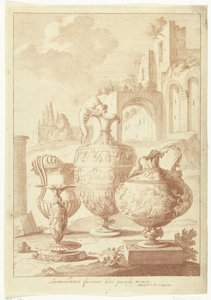 Avize ve kuru vazo Laomedonteae fuerant haec pocula mensea (nesne üzerindeki başlık) Vazo ve Şamdan (seri başlığı) by Johan Teyler (attributed to)