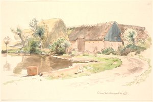 Çiftlik evi ve sokak göleti by Johan Thomas Lundbye