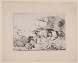 Bir mezar höyüğünde koyun by Johan Thomas Lundbye
