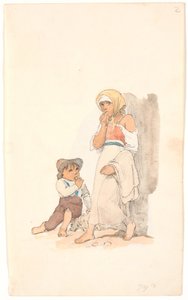 Çocuklara yalvarıyor, ekmeği kemiriyor by Johan Thomas Lundbye