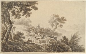 Gezginlerle Manzara by Johann Albrecht Dietzsch