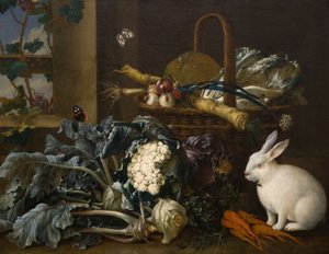 Tavşanlı Natürmort (tuval üzerine yağlı boya) by Johann Amandus Wink