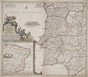 Portekiz ve Algarve (Portugallia et Algarbiae), c.1704 (el boyaması gravür) by Johann Baptista Homann