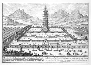 Nanking Porselen Kulesi, Johann Adam Delsenbach (1687-1765) 1721 tarafından oyulmuş 