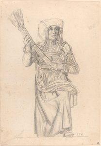 Süpürgeli İtalyan Köylü Kadın by Johann Caspar Weidenmann