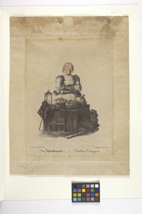 Schneckenweib Veya Vendeuse Des Escargots (Salyangoz Satıcısı) (elle renklendirilmiş gravür) by Johann Christian (after) Brand