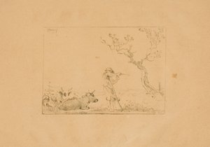 Sığır ile Bir Tırpan Bileme Çoban by Johann Christian Klengel