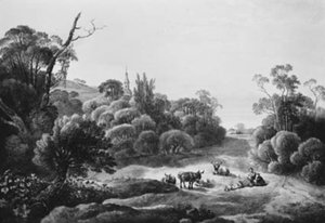 Sığır ve çoban çift ile manzara by Johann Christian Klengel