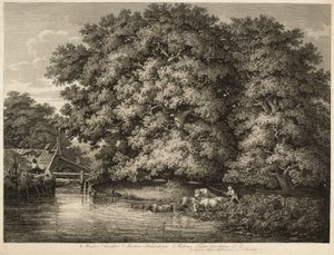 Sığırlarını suya süren bir çiftçi by Johann Christian Reinhart