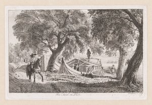 Viyana Am Canal in Wien'de bir kanal tarafından demirlenen tekneler (nesnedeki başlık) by Johann Christoph Erhard