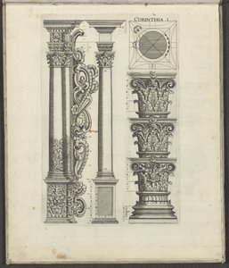 Korint düzeninin sütunları ve bölümleri Korint .I. (nesne üzerindeki başlık) Five Orders of Architecture (dizi başlığı) by Johann Christoph Feinlein