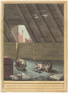Kedilerle Köpeklerin ve Kedilerle Farelerin Kavgası by Johann Christoph Teucher after Jean Baptiste Oudry