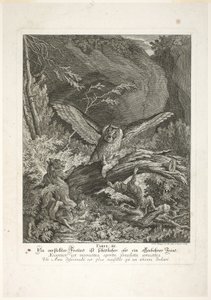 Fable III, Theire Aleminin Öğretici Masallarından üçüncü plaka by Johann Elias Ridinger