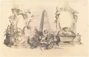 Ölüm Amblemleri ile Cartouche Moderne by Johann Esaias Nilson