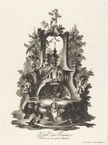 Dört Elementle Süslenmiş Bir Çeşme Tasarımı by Johann Esaias Nilson