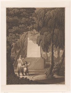 Öldürülen bir subayın anıtının önünde çocuğu olan adam by Johann Friedrich Frick