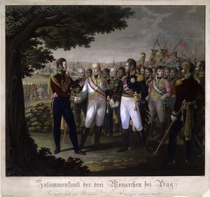 Avusturya İmparatorları I. Francis, Rus Alexander I ve Frederick William III arasındaki toplantı