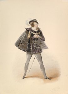 WA Mozart'ın Saraydan Kaçırılmasında Belmonte için Kostüm Çalışması, yaklaşık. 1830-50. by Johann Georg Christoph Fries