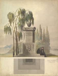 Bir Mezar için Tasarım, Rothgeisser, Nuremberg Yükseklik ve Zemin Planı, 1826. by Johann Georg Dürschner