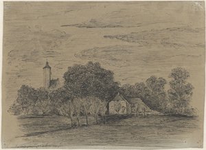 Çiftlik ve kule ile manzara by Johann Georg Schwartze (possibly)
