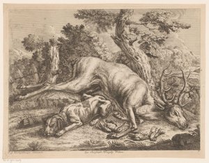 Geyik ve kuşlar ile av köpeği ve yağma Av Çizmeleri (seri başlığı) by Johann Georg Wachsschlunger