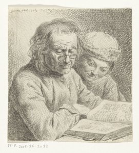 Adam ve çocuk bir kitapta okuma by Johann Gottlieb Glume