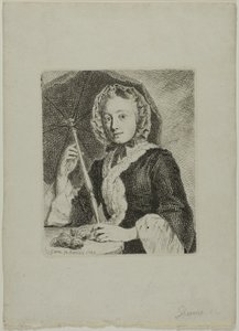 Şemsiyeli Kadın (Bayan Friedrich Christian Glume, Sanatçının baldızı) by Johann Gottlieb Glume