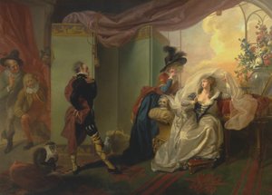 "On İkinci Gece"den Olivia, Maria ve Malvolio, Perde III, Sahne iv